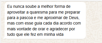 Mensagem agradescendo o guia